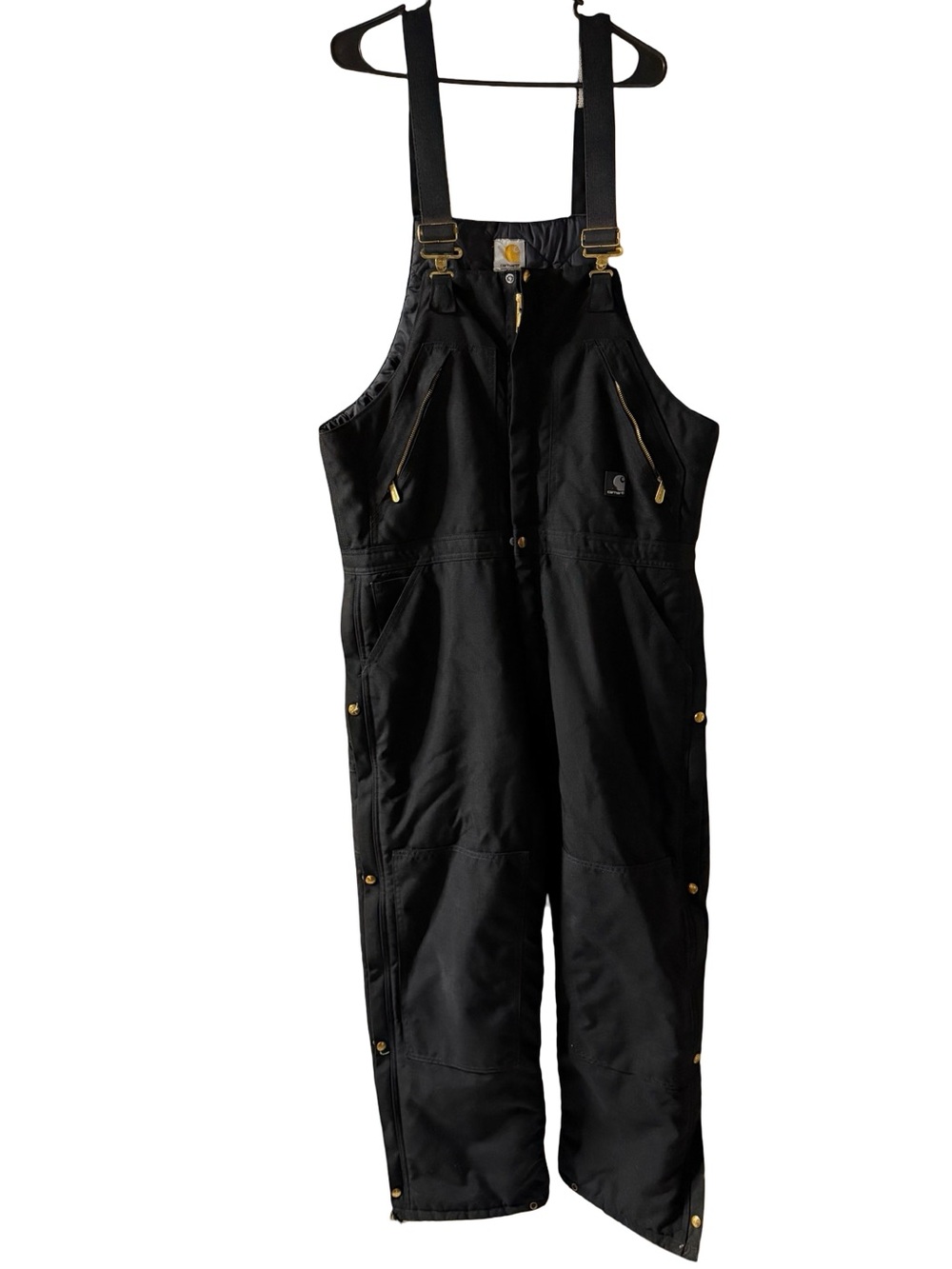 Carhartt Black Insulated Bib Overalls work wear outdoor warm vintage